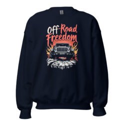 Off-Road Freedom - Fiery Sunset Off-Road Rig Unisex Sweatshirt - Navy - Image 1