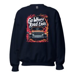 Go Where The Road Ends - Wilderness Trail 4X4 Explorer Unisex Sweatshirt - Navy - Image 4