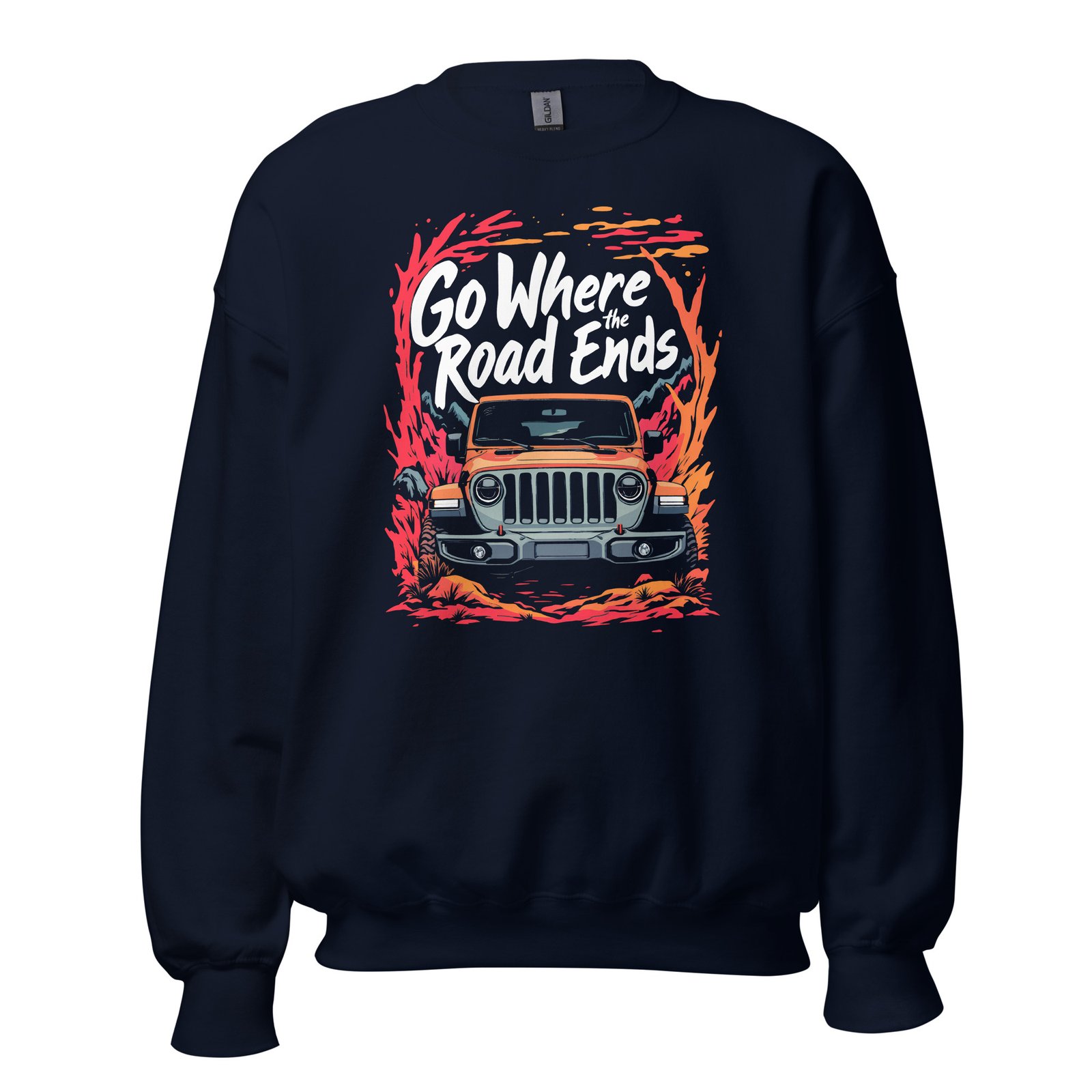 Go Where The Road Ends - Wilderness Trail 4X4 Explorer Unisex Sweatshirt - Navy - Image 4