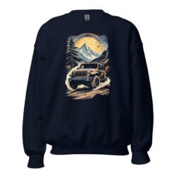 Alpine Trail Expedition - Golden Sunset Off-Road Rig Unisex Sweatshirt - Navy - Image 4