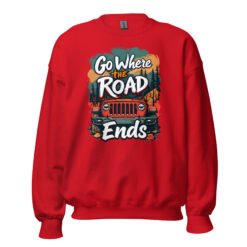 Go Where The Road Ends - Pavement Ends 4X4 Expedition Unisex Sweatshirt - Red - Image 2