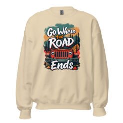 Go Where The Road Ends - Pavement Ends 4X4 Expedition Unisex Sweatshirt - Sand - Image 1