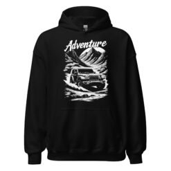Adventure - River Fording Off-Road Rig Unisex Hoodie - Black - Image 1