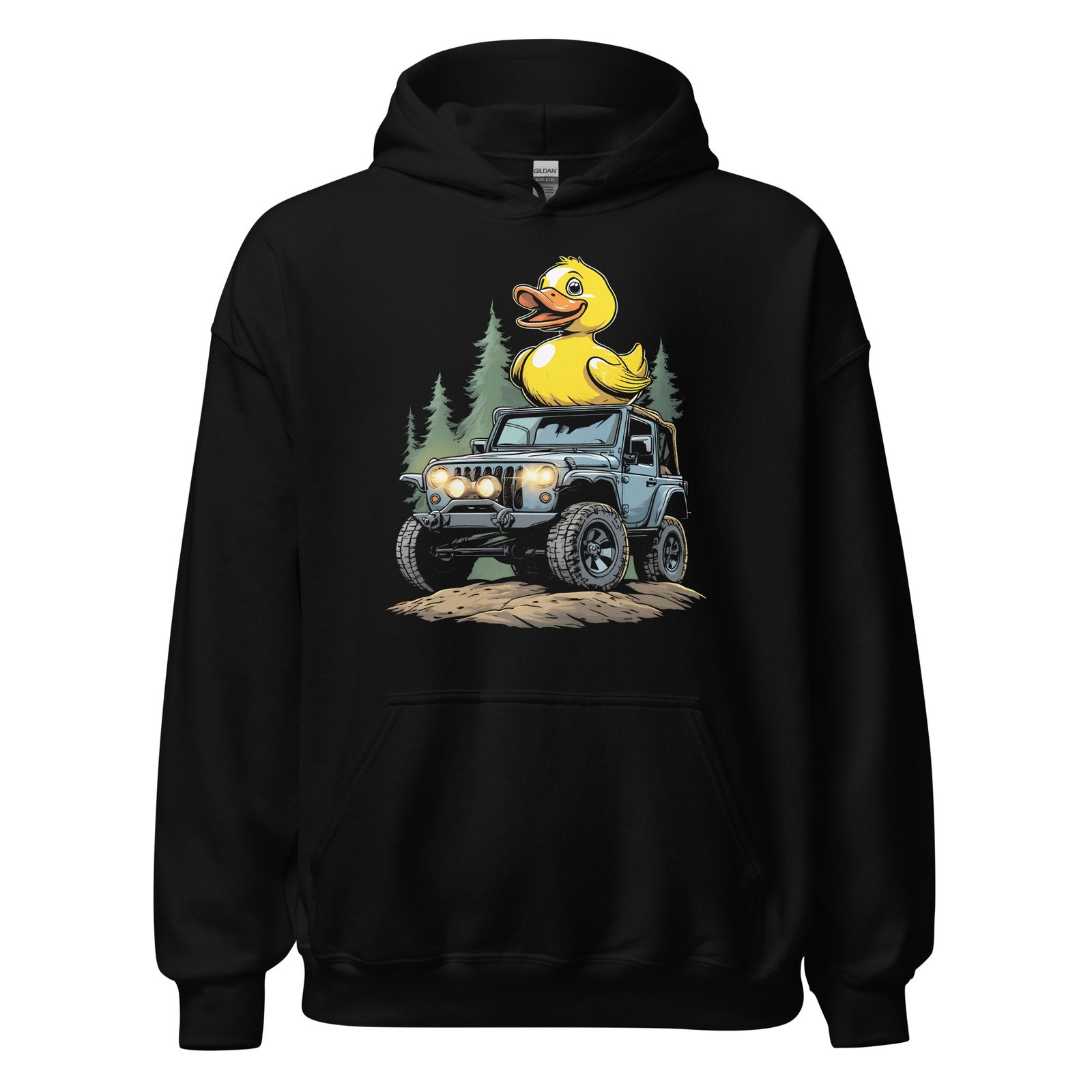 Duck Duck Rig - Slate Blue 4X4 Rig Unisex Hoodie - Black - Image 2