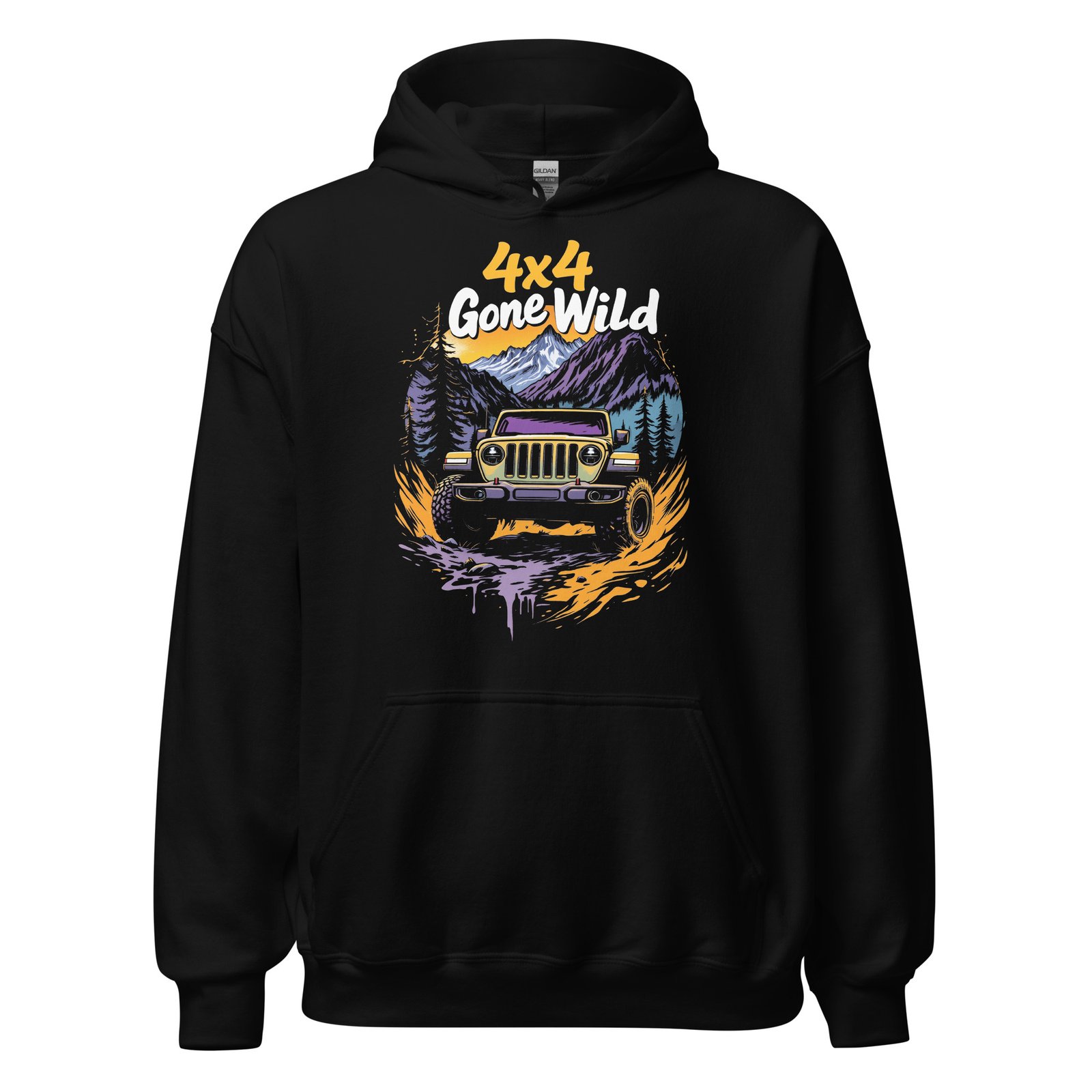4X4 Gone Wild - Untamed 4X4 Off-Road Rig Unisex Hoodie - Black - Image 2