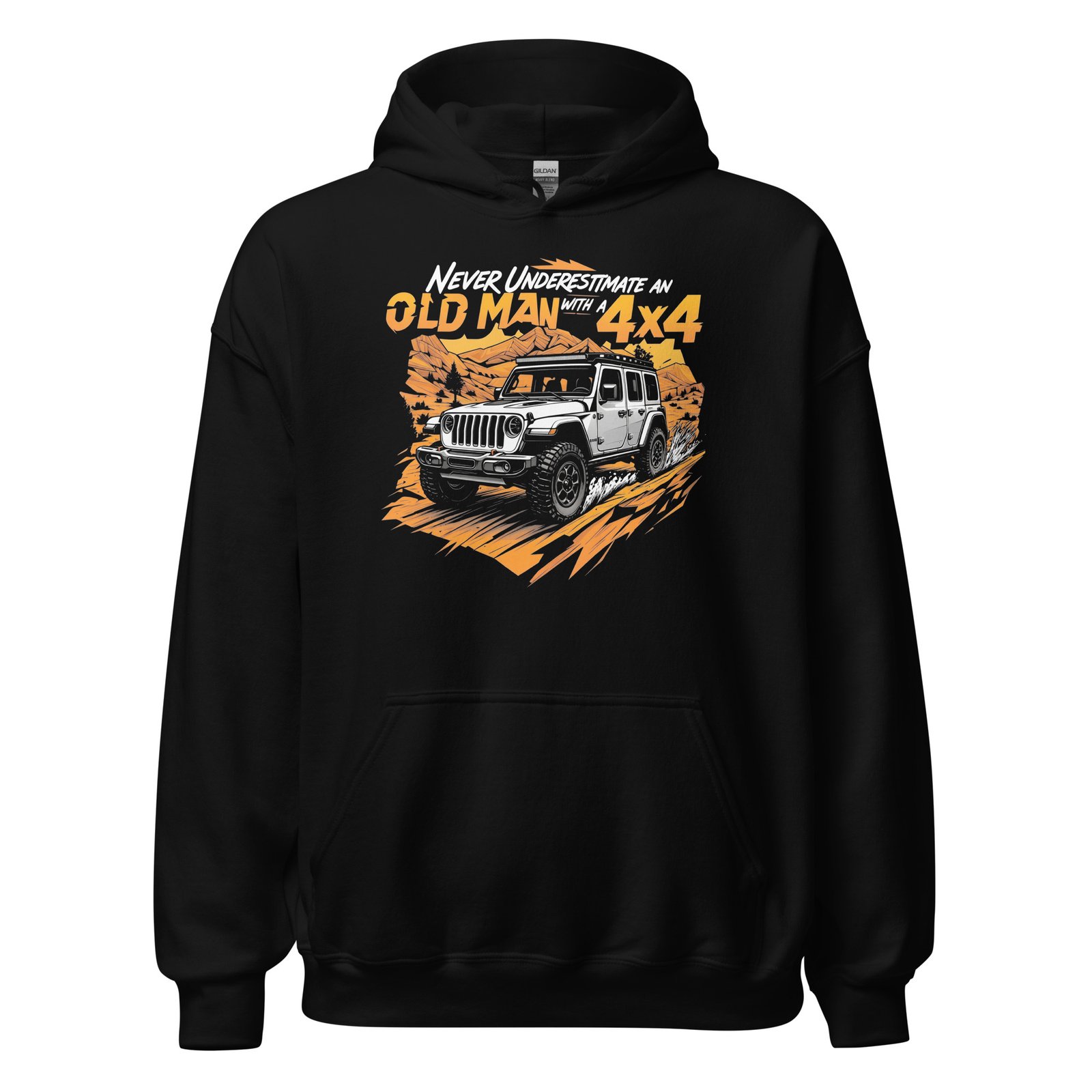 Old Man With A 4X4 - Canyon Trail 4X4 Crawler Unisex Hoodie - Black - Image 2