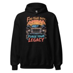 Find Your Path Forge Your Legacy - Alpine Ridge 4X4 Trail Unisex Hoodie - Black - Image 2