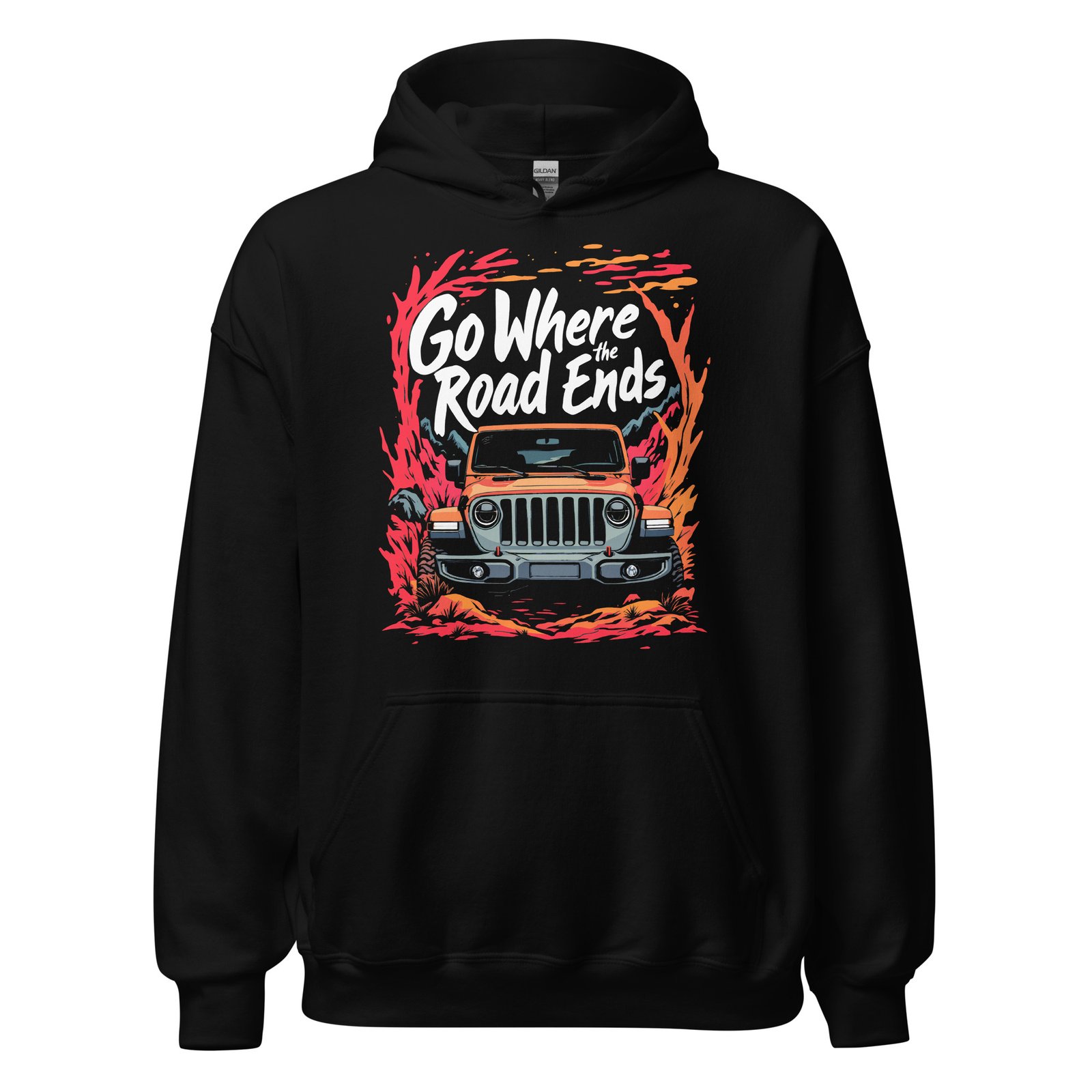 Go Where The Road Ends - Alpine Pass 4X4 Crawler Unisex Hoodie - Black - Image 1