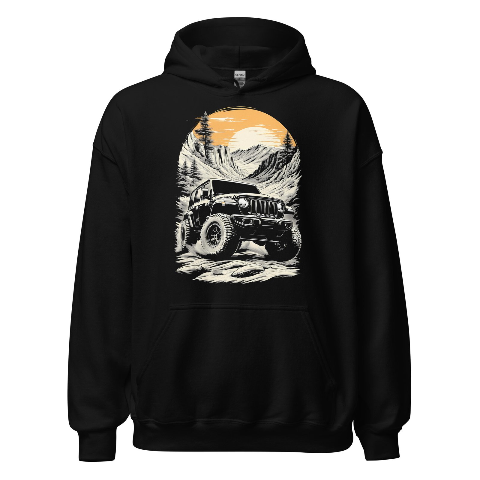 Alpine Sunset Trail - Alpine Gorge 4X4 Trail Unisex Hoodie - Black - Image 2