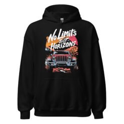 No Limits Just Horizons - Sunset Divide Off-Road Rig Unisex Hoodie - Black - Image 2