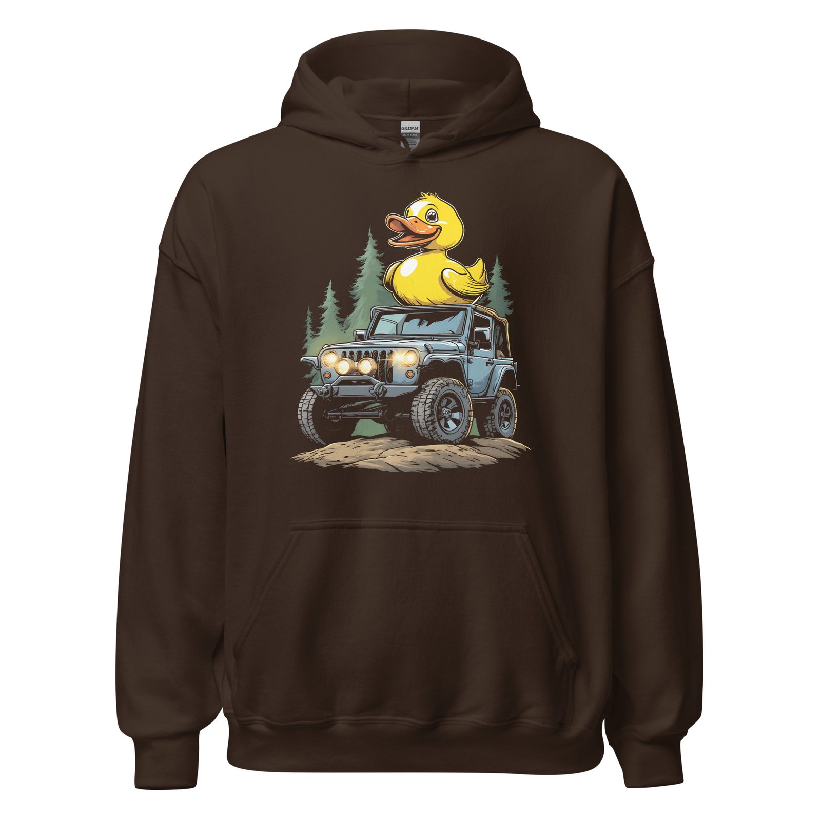 Duck Duck Rig - Slate Blue 4X4 Rig Unisex Hoodie - Dark Chocolate - Image 1