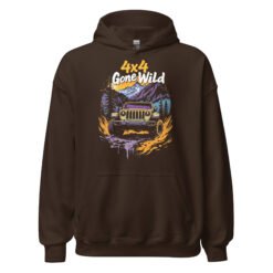 4X4 Gone Wild - Untamed 4X4 Off-Road Rig Unisex Hoodie - Dark Chocolate - Image 5