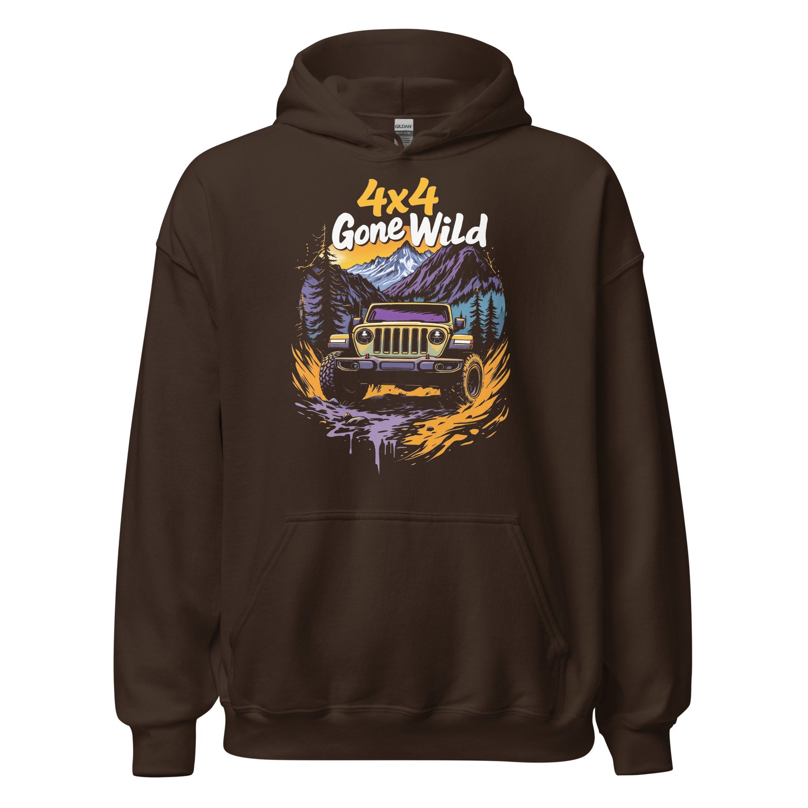 4X4 Gone Wild - Untamed 4X4 Off-Road Rig Unisex Hoodie - Dark Chocolate - Image 5