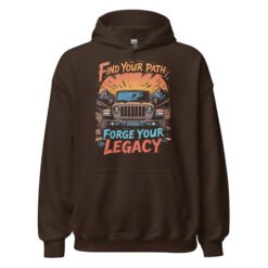 Find Your Path Forge Your Legacy - Alpine Ridge 4X4 Trail Unisex Hoodie - Dark Chocolate - Image 1