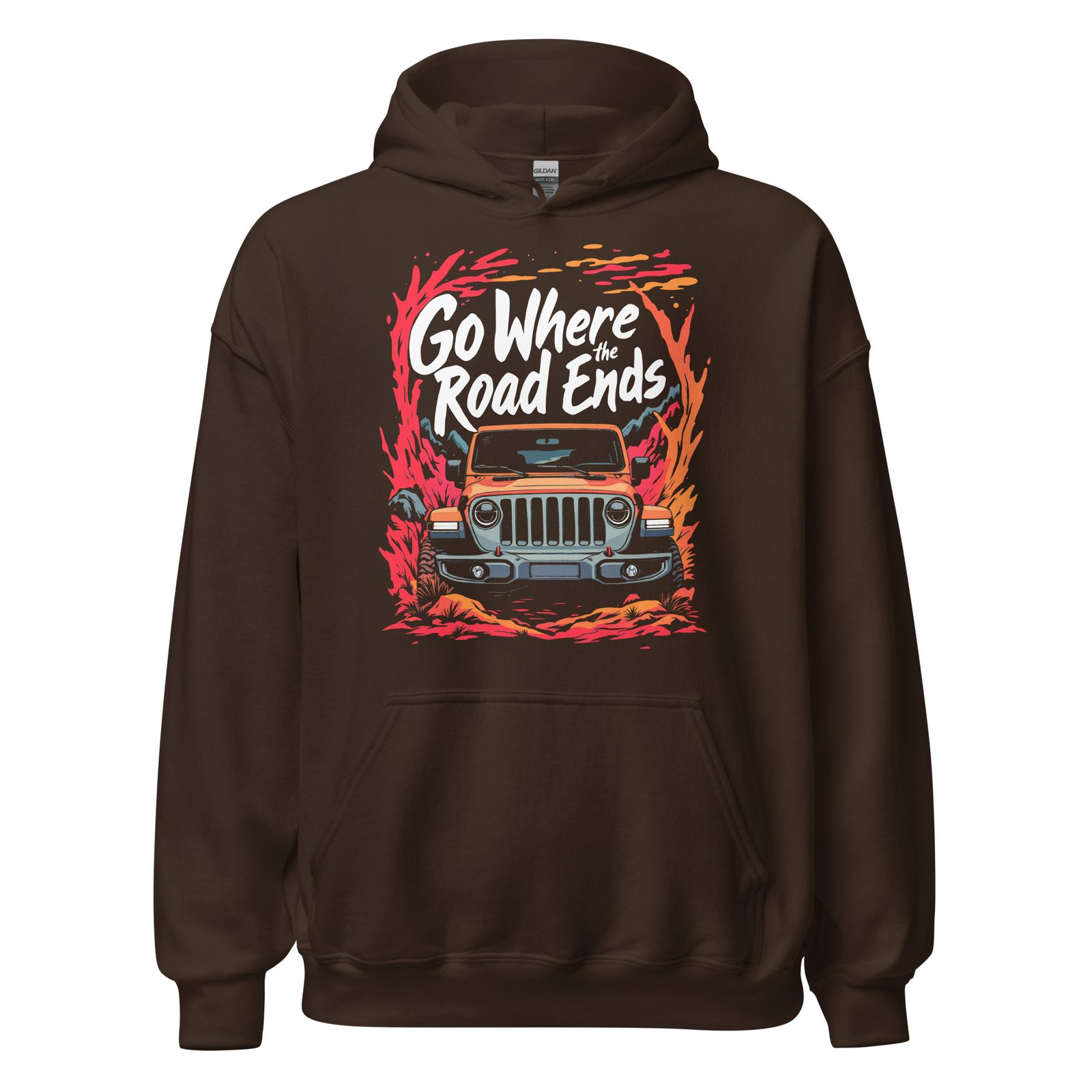 Go Where The Road Ends - Alpine Pass 4X4 Crawler Unisex Hoodie - Dark Chocolate - Image 5