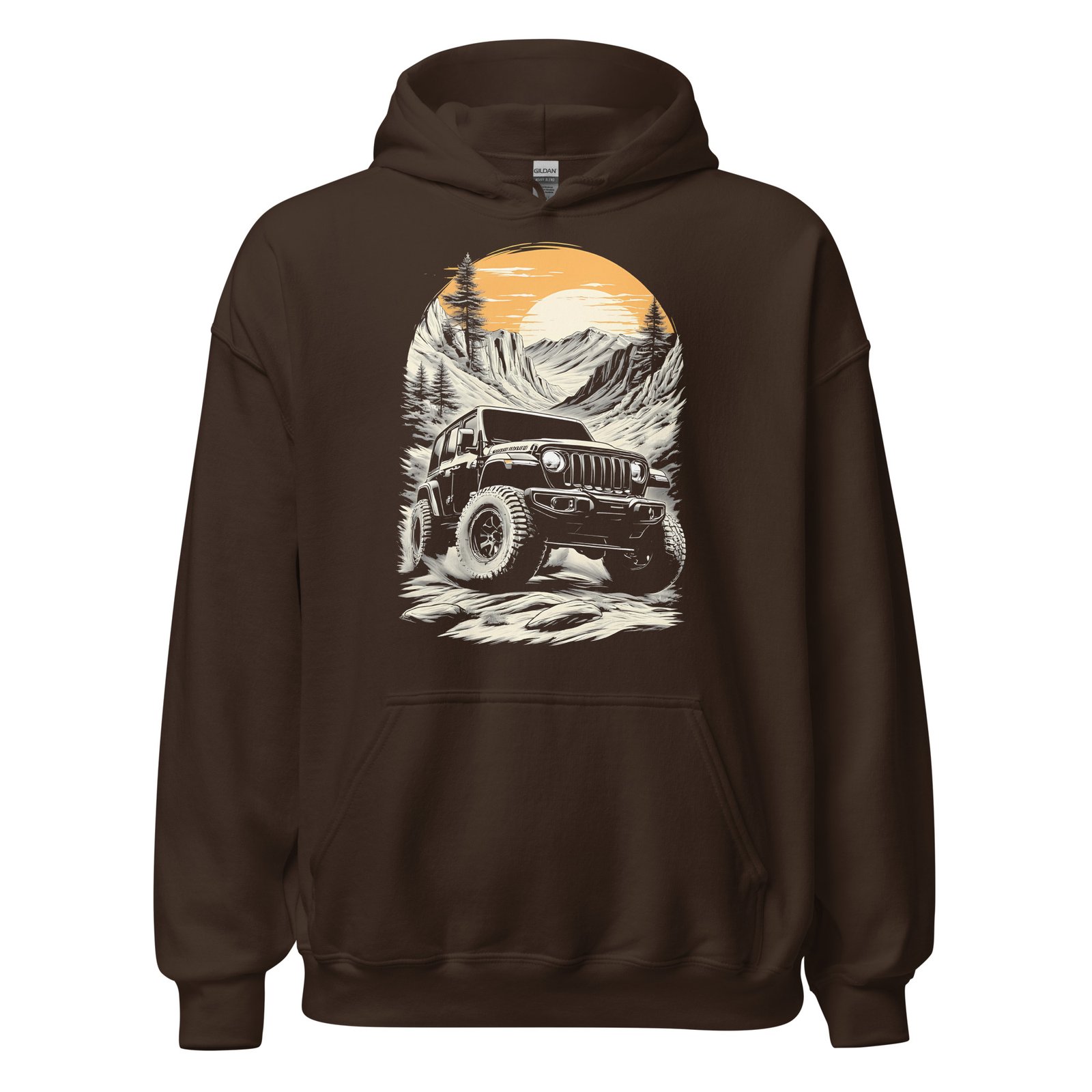 Alpine Sunset Trail - Alpine Gorge 4X4 Trail Unisex Hoodie - Dark Chocolate - Image 5