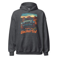 Explore The Uncharted - Explore Uncharted 4X4 Trail Unisex Hoodie - Dark Heather - Image 7
