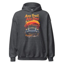 Any Trail Any Time - Night Trail Off-Road Rig Unisex Hoodie - Dark Heather - Image 7
