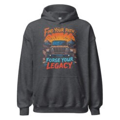 Find Your Path Forge Your Legacy - Alpine Ridge 4X4 Trail Unisex Hoodie - Dark Heather - Image 7