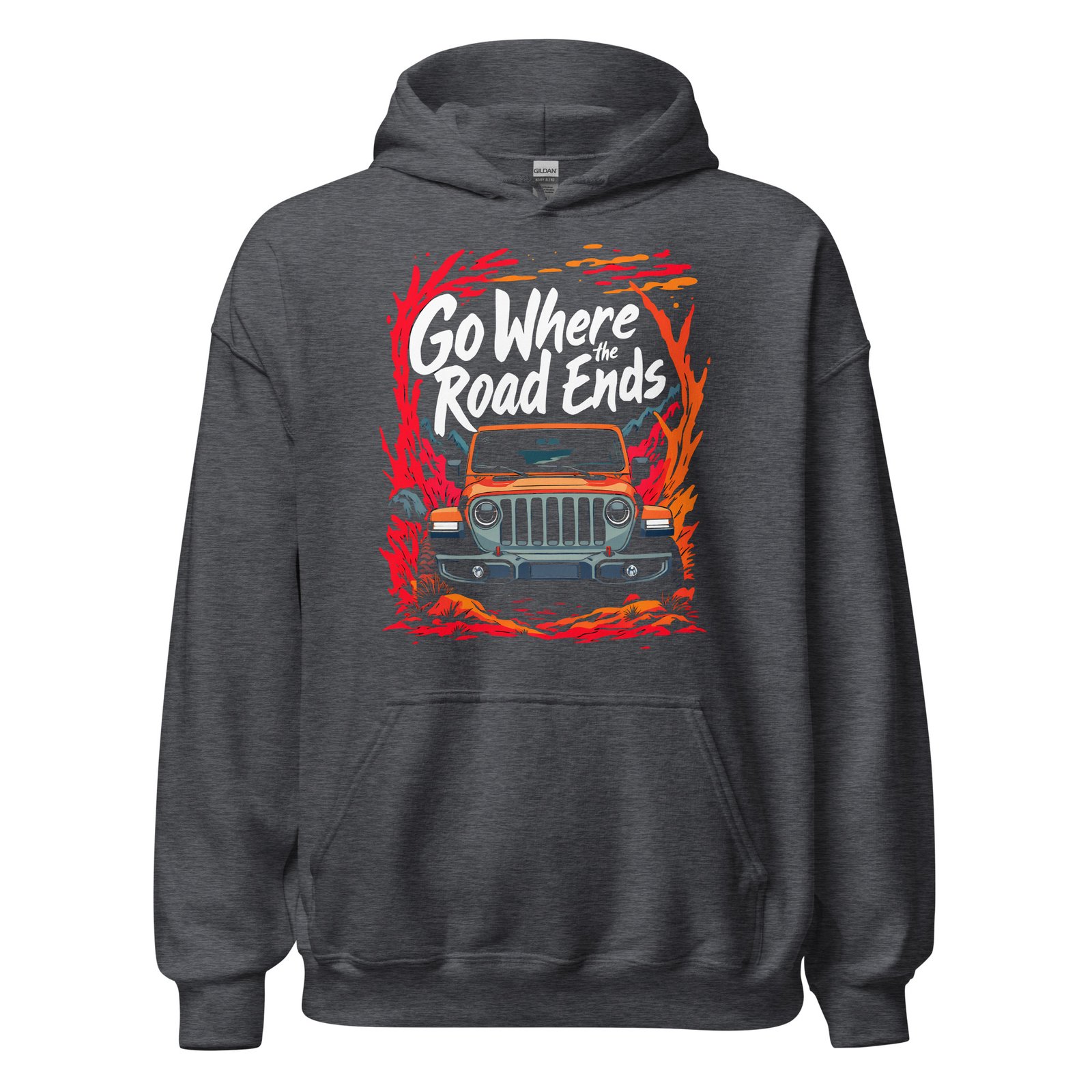 Go Where The Road Ends - Alpine Pass 4X4 Crawler Unisex Hoodie - Dark Heather - Image 7
