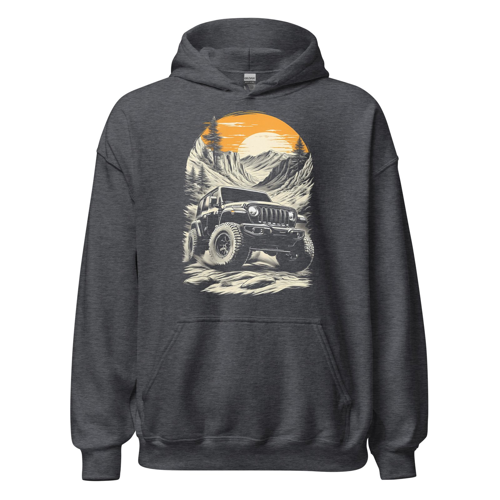 Alpine Sunset Trail - Alpine Gorge 4X4 Trail Unisex Hoodie - Dark Heather - Image 9