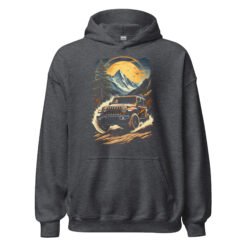 Alpine Trail Expedition - Alpine Peak Off-Road Rig Unisex Hoodie - Dark Heather - Image 9