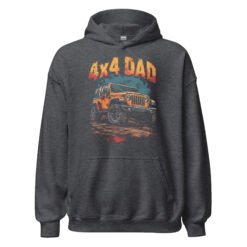 4X4 Dad - Mud Bog Off-Road Rig Unisex Hoodie - Dark Heather - Image 9