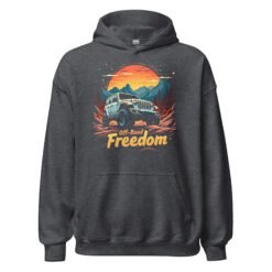 Off-Road Freedom - Sunset Peak Off-Road Rig Unisex Hoodie - Dark Heather - Image 9