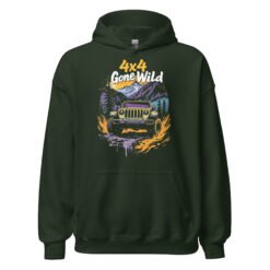 4X4 Gone Wild - Untamed 4X4 Off-Road Rig Unisex Hoodie - Forest Green - Image 7