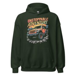 Unstoppable Adventure - Rugged Mountain 4X4 Trail Unisex Hoodie - Forest Green - Image 8