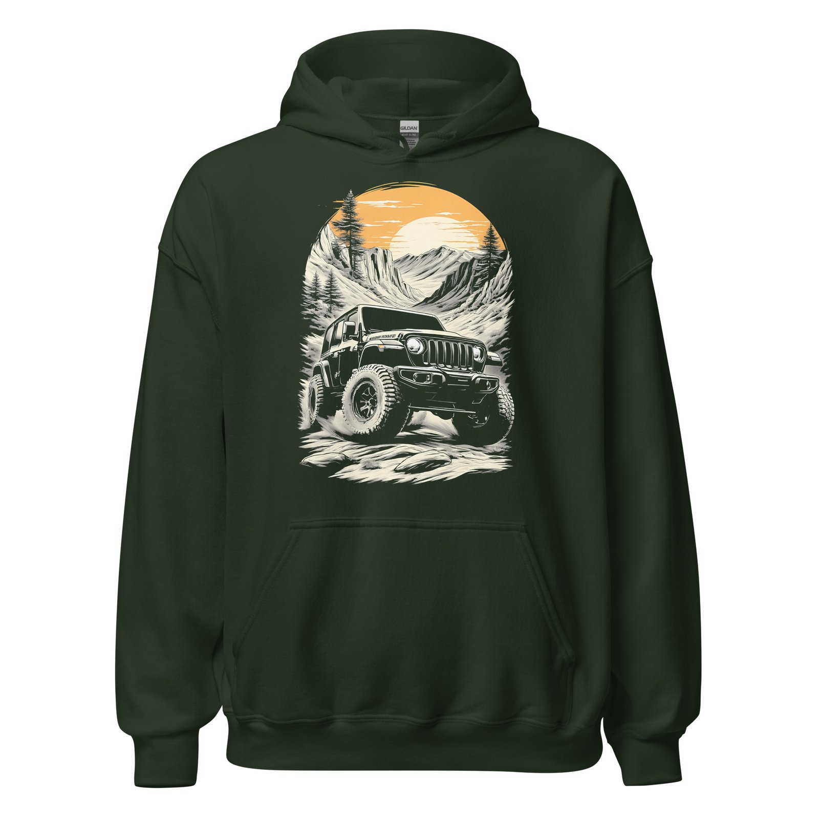 Alpine Sunset Trail - Alpine Gorge 4X4 Trail Unisex Hoodie - Forest Green - Image 7