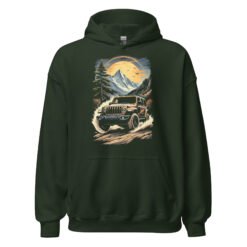 Alpine Trail Expedition - Alpine Peak Off-Road Rig Unisex Hoodie - Forest Green - Image 7