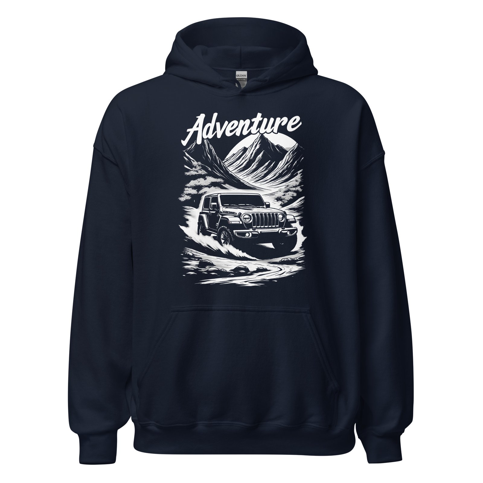 Adventure - River Fording Off-Road Rig Unisex Hoodie - Navy - Image 3