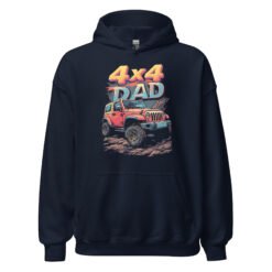4X4 Dad - Vintage 4X4 Dad Rig Unisex Hoodie - Navy - Image 3