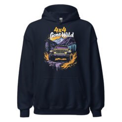 4X4 Gone Wild - Untamed 4X4 Off-Road Rig Unisex Hoodie - Navy - Image 1