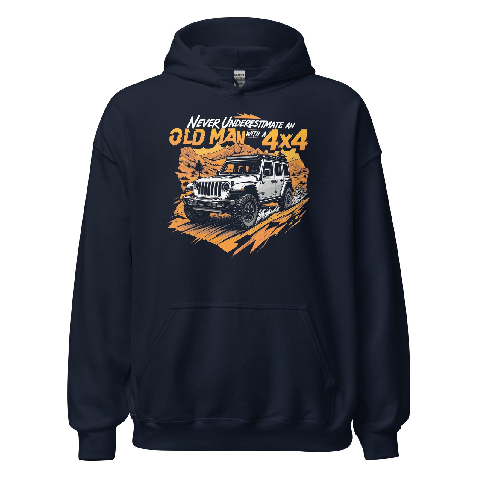 Old Man With A 4X4 - Canyon Trail 4X4 Crawler Unisex Hoodie - Navy - Image 1