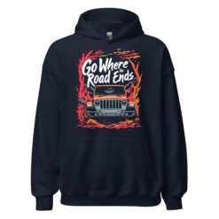 Go Where The Road Ends - Alpine Pass 4X4 Crawler Unisex Hoodie - Navy - Image 3