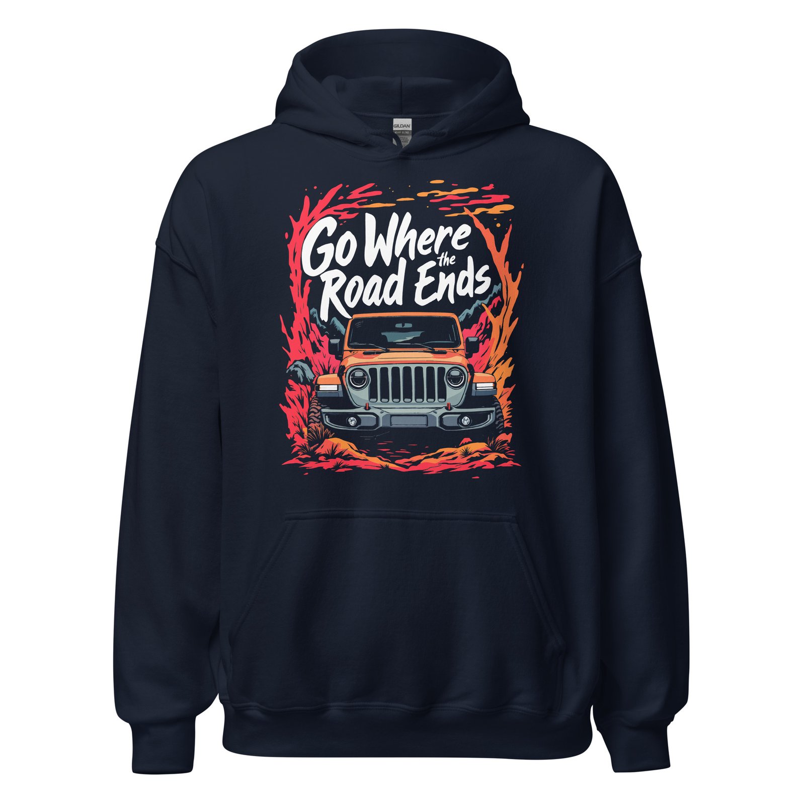 Go Where The Road Ends - Alpine Pass 4X4 Crawler Unisex Hoodie - Navy - Image 3