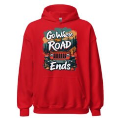 Go Where The Road Ends - Wilderness Timber Off-Road Unisex Hoodie - Red - Image 1