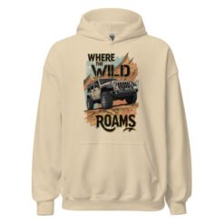 Where The Wild Roams - Overland Mountain 4X4 Rig Unisex Hoodie - Sand - Image 2