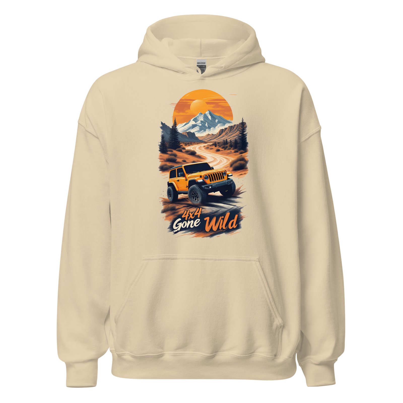 4X4 Gone Wild - Alpine Canyon Off-Road Rig Unisex Hoodie - Sand - Image 2