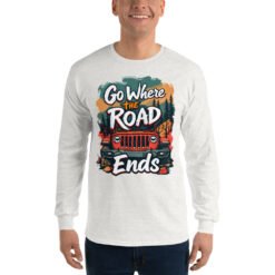 Go Where The Road Ends - Sunset Ridge Off-Road Cruiser Men's Long Sleeve Shirt - Ash - Image 9