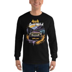 4X4 Gone Wild - Yellow Rig 4X4 Trail Men's Long Sleeve Shirt - Black - Image 2