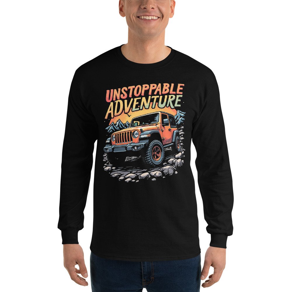 Unstoppable Adventure - Boulder Trail Off-Road Rig Men’s Long Sleeve Shirt - Black - Image 2