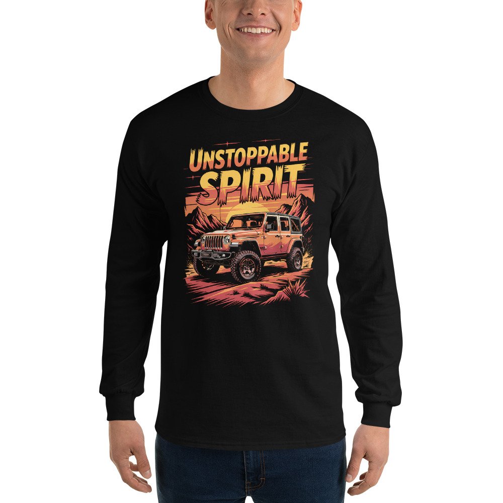 Unstoppable Spirit - Sandstone Ledge Off-Road Rig Men’s Long Sleeve Shirt - Black - Image 2