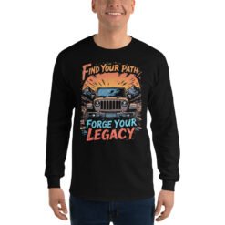 Find Your Path Forge Your Legacy - Summit Trail Off-Road Rig Men’s Long Sleeve Shirt - Black - Image 2