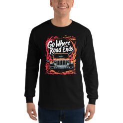 Go Where The Road Ends - Red Clay Off-Road Rig Men’s Long Sleeve Shirt - Black - Image 1