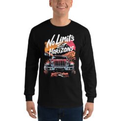 No Limits Just Horizons - Red Mountain Off-Road Rig Men's Long Sleeve Shirt - Black - Image 1