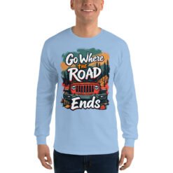 Go Where The Road Ends - Sunset Ridge Off-Road Cruiser Men's Long Sleeve Shirt - Light Blue - Image 6
