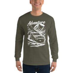 Adventure - Alpine Peak Off-Road Rig Men's Long Sleeve Shirt - Military Green - Image 5